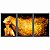 Kit de Quadros Decorativos Pintura Mulher e Cabelo Dourado com Fundo Preto - Imagem 4