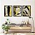 Kit de Quadros Decorativos Pintura Abstrata Preto e Amarelo - Imagem 1