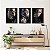 Três Quadros Decorativos Faces Pintura Artística Preto e Dourado em Mulher - Imagem 1