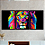 Trio de Quadros Decorativos Leão Colorido e Fundo Preto - Imagem 1
