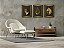 Trio de Quadros Decorativos Folhas Secas em Fundo Preto e Paspatur Dourado - Imagem 2