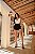 Short Jeans Preto Feminino Curto Cintura Alta Com Barra | Botão Dourado | 100% Algodão | Sem Elastano - Imagem 5