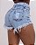 Short Jeans Feminino Destroyed Lavagem Clara E Barra Desfiada Cintura Alta | Sem Elastano 100% algodão - Imagem 6