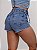 Short Jeans Feminino Cintura Alta Com Cinto Acoplado E Barra Costurada Desfiada- Sem Elastano - Imagem 7