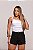 Short Jeans Feminino Preto Cintura Alta Com Strass | 100% Algodão - Imagem 1