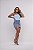 Saia Jeans Lavagem Clara Com Strass E Barrinha Costurada - Imagem 7