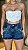 Short Jeans Cintura Alta Com Strass e Pedras Brancas - Imagem 9