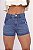 Short Jeans Feminino Cintura Alta Com Lavagem Marmorizada E Barrinha Costurada - Sem Elastano 100% Algodão - Imagem 4