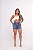 Short Jeans Feminino Cintura Alta Com Lavagem Marmorizada E Barrinha Costurada - Sem Elastano 100% Algodão - Imagem 6