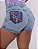Short Jeans Claro Marmorizado Com Detalhes Bordados No Bolso Traseiro - Imagem 1