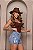 Short Jeans Feminino Cintura Alta Marmorizado Com Destroyed - Imagem 6