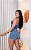 Short Jeans Feminino Cintura Alta Marmorizado Com Destroyed - Imagem 2