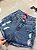Short Jeans Feminino Cintura Alta Marmorizado Com Destroyed - Imagem 5