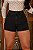Short Jeans Feminino Cintura Alta – Preto Estonado e Barra | 100% Algodão (Sem Elastano) - Imagem 1