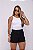 Short Jeans Feminino Cintura Alta – Preto Estonado e Barra | 100% Algodão (Sem Elastano) - Imagem 7