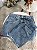 Saia Jeans Feminina Cintura Alta Lavagem Marmorizada Com Detalhes Na Barra- Sem Elastano - Imagem 8