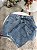 Saia Jeans Feminina Cintura Alta Lavagem Marmorizada Com Detalhes Na Barra- Sem Elastano - Imagem 9