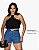 Short Jeans Feminino Cintura Alta Lavagem Escura - Sem Elastano Moda Blogueira - Imagem 5