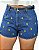 Short Jeans Lavagem Azul Com Bordados De Margaridas Amarelas - Imagem 4