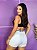 Short Jeans Branco Com Barrinha Desfiada - Imagem 9