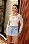 Short Saia Jeans Feminino Cintura Alta na Lavagem Clara I 100% Algodão - Sem Elastano - Imagem 4