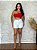Short Jeans Branco Com Barra Desfiada E Detalhe De Pedras Em Strass - Imagem 5