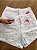 Short Jeans Branco feminino Com Pedras Douradas Cintura alta - short ano novo - 100% algodão | Sem Elastano - Imagem 4
