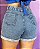 Short Jeans Tradicional Cintura Alta Barrinha Dobrada Na Lavagem Marmorizada - Imagem 5