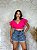 Short Jeans MOM Marmorizado Cintura Alta Com Barra Dobrada Bordado Olho Grego - Imagem 5