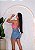 Short Jeans Feminino Cintura Alta Bordado Arara Colorida Lavagem Clara | Sem Elastano - Imagem 2
