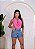 Short Jeans Feminino Cintura Alta Bordado Arara Colorida Lavagem Clara | Sem Elastano - Imagem 8