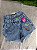 Short Jeans Feminino Cintura Alta Marmorizado Bordado Tropical Colorido Com Onça | 100% algodão - Imagem 4