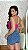 Short Jeans Feminino Cintura Alta Marmorizado Bordado Tropical Colorido Com Onça | 100% algodão - Imagem 2