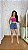 Short Jeans Feminino Cintura Alta Marmorizado Bordado Tropical Colorido Com Onça | 100% algodão - Imagem 9