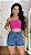 Short Jeans Feminino Cintura Alta Marmorizado Bordado Tropical Colorido Com Onça | 100% algodão - Imagem 3