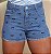 Short Jeans Feminino Cintura Alta Bordado Olho Grego - 100% Algodão Sem elastano - Imagem 1