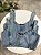 Cropped Jeans Denim Feminino Com Alças E Detalhe Nas Costas - Imagem 1