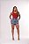 Short Saia Jeans Feminino Cintura Alta Com Strass Lavagem Marmorizada - Imagem 7
