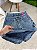 Short Saia Jeans Feminino Cintura Alta Com Strass Lavagem Marmorizada - Imagem 12