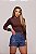 Short Jeans Feminino Cintura Alta Com Bordado De Cavalo - Pecuária - Imagem 7