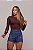 Short Jeans Feminino Cintura Alta Com Bordado De Cavalo - Pecuária - Imagem 6