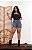 Short Jeans Feminino Cintura Alta Marmorizado com Strass e Detalhes Destroyed - Imagem 3