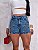 Short Jeans Bordado de Cereja Cintura Alta com Barra – 100% Algodão - Imagem 1