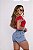 Short Jeans Bordado de Cereja Cintura Alta com Barra – 100% Algodão - Imagem 9