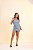 Conjunto Short Saia Cintura Alta e Corset Jeans com Strass - 100% Algodão - Imagem 3