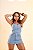 Conjunto Short Saia Cintura Alta e Corset Jeans com Strass - 100% Algodão - Imagem 6