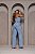 Calça Feminina Wide Leg Jeans lavagem marmorizada com Detalhe Destroyed e Cós Alto | Sem elastano - Imagem 2