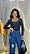 Calça  Feminina Wide Leg Jeans Escura com Rasgos Cos Alto   | Sem elastano - Imagem 3