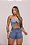 Short Jeans Feminino MOM com Detalhe de Flor Bordada Cós Alto e Lavagem Marmorizada | Sem Elastano - Imagem 8