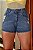 Short Jeans Feminino MOM com Detalhe de Flor Bordada Cós Alto e Lavagem Marmorizada | Sem Elastano - Imagem 1